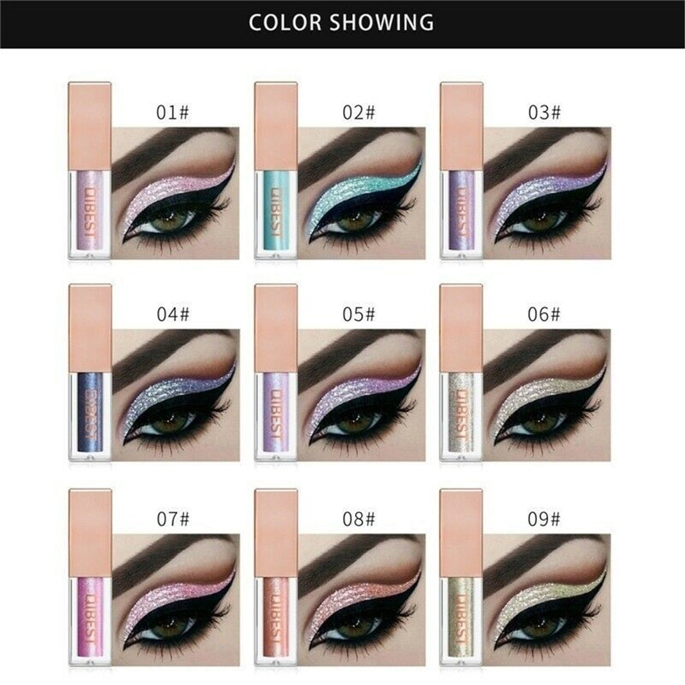 QiBest 15 Colors Glitter Liquid Eyeshadow Waterproof Lasting Shimmer Metallic Easy To Makeup Professional Eye Shimmer Eyeshadow