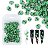 1 Bag 3D Green Alien Slices Halloween Nails Sticker Charm Ornament Creative Soft Polymer Clay Flakes DIY Nail Art Decorations