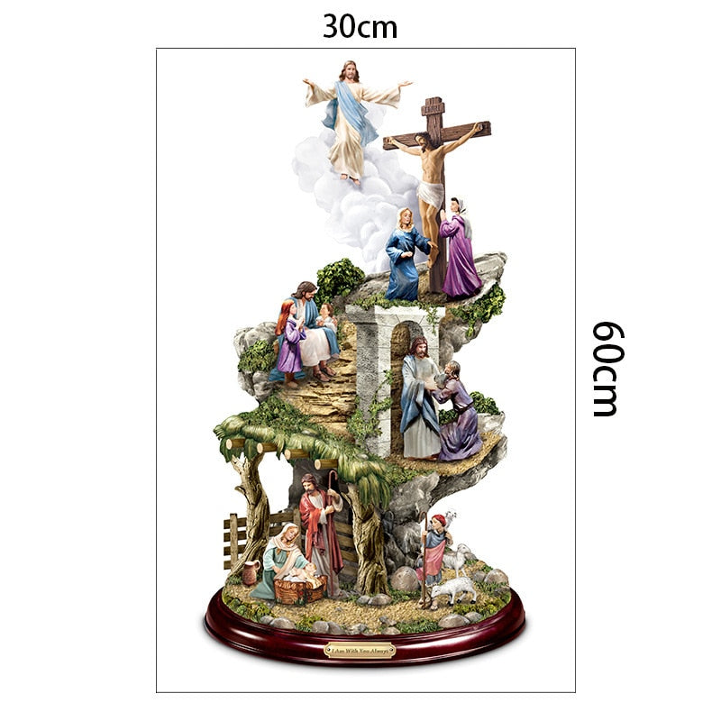 Simulation Jesus Wall Sticker Nativity Scene Cross Decorations Glass Door Window Ornament PVC Waterproof Flat Home Decor Sticker