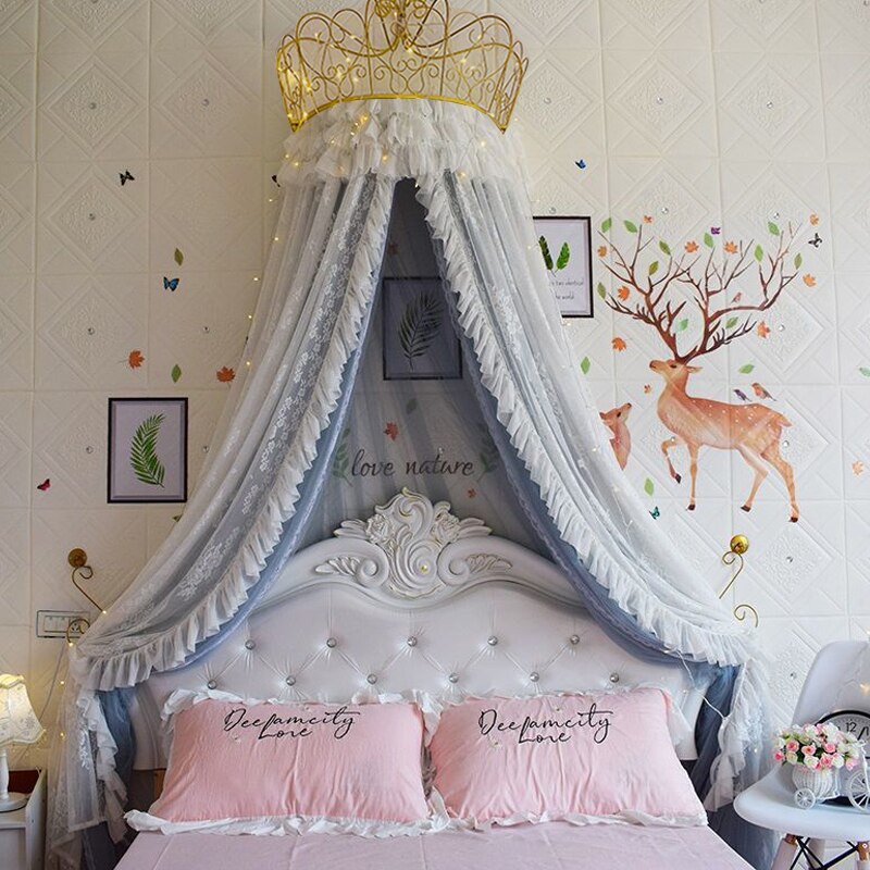 Princess Lace Bed Valance Curtain Bedside Mosquito Net Home Bedroom Decoration Baby Kids Dome Tent Wedding Room Canopy Bedcover