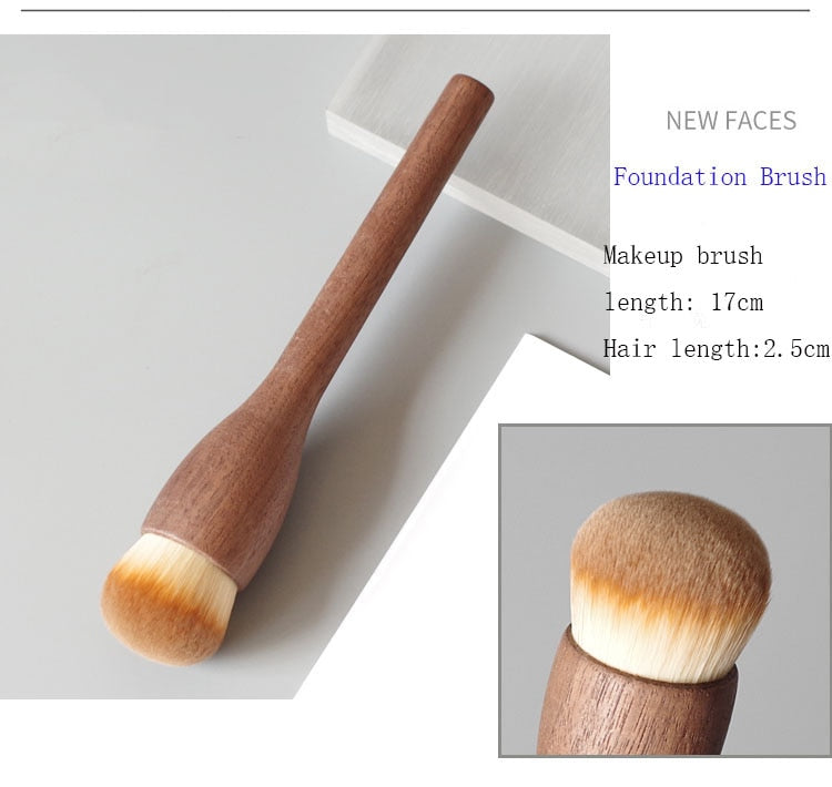 1Pcs European Vintage Wood Handle Makeup Brush High Quality Loose Powder Blush Foundation Brush Super Soft Theatre Makeup