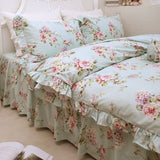 flower print bedding set European and American Pastoral Style New Flower Cotton Ruffle Craft Bedding Four-Piece Set