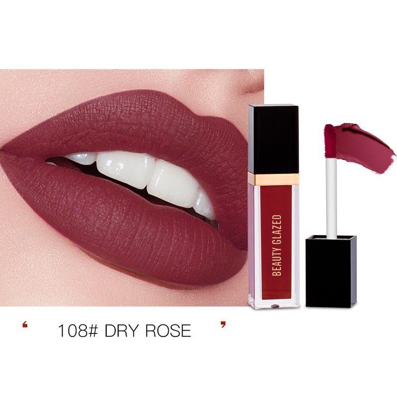 Beauty Glazed 24 Color Matte Liquid Lipstick Natural Long Lasting No Fading  Cup Lip Gloss Sexy Nude Lip Glaze Makeup TSLM1