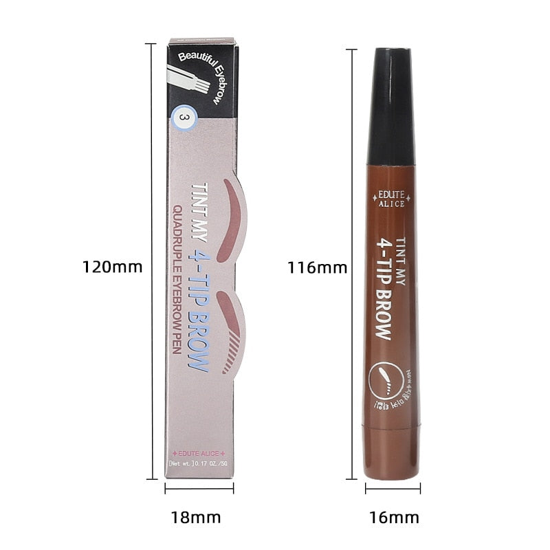 Tint my 4-tip Liquid Eyebrow Pencil Waterproof Apply Well Tattoo Makeup For Women Eyes Cosmetics Natural Wild Brown Eyebrow Gel