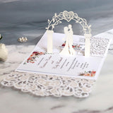 50pcs European Laser Cut Wedding Invitations Card 3D Tri-Fold Lace Heart Elegant Greeting Cards Wedding Party Favor Decoration