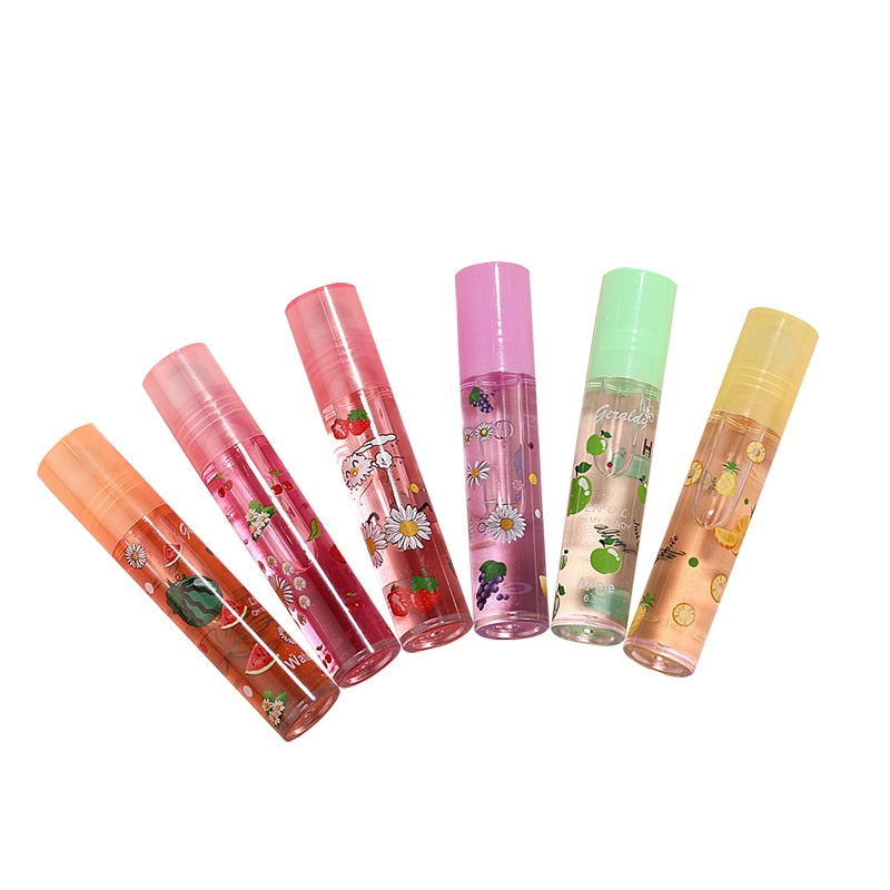 Lip Hydrating 6 Colors Roll-on Fruit Lip Balm Lip Oil Moisturizing Mirror Lip Gloss Transparent Lipstick Primer TSLM1