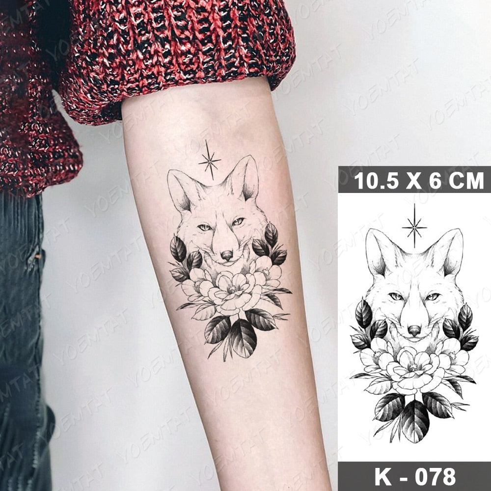 Waterproof Temporary Tattoo Stickers Butterfly Snake Rose Flower Gun Dark Flash Tatto Women Body Art Wrist Neck Fake Tattoos Men