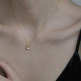 Smooth Simple Round Shape Pendant Clavicle O-Chain Choker Necklace For Girl Gift Fine Jewelry NK095