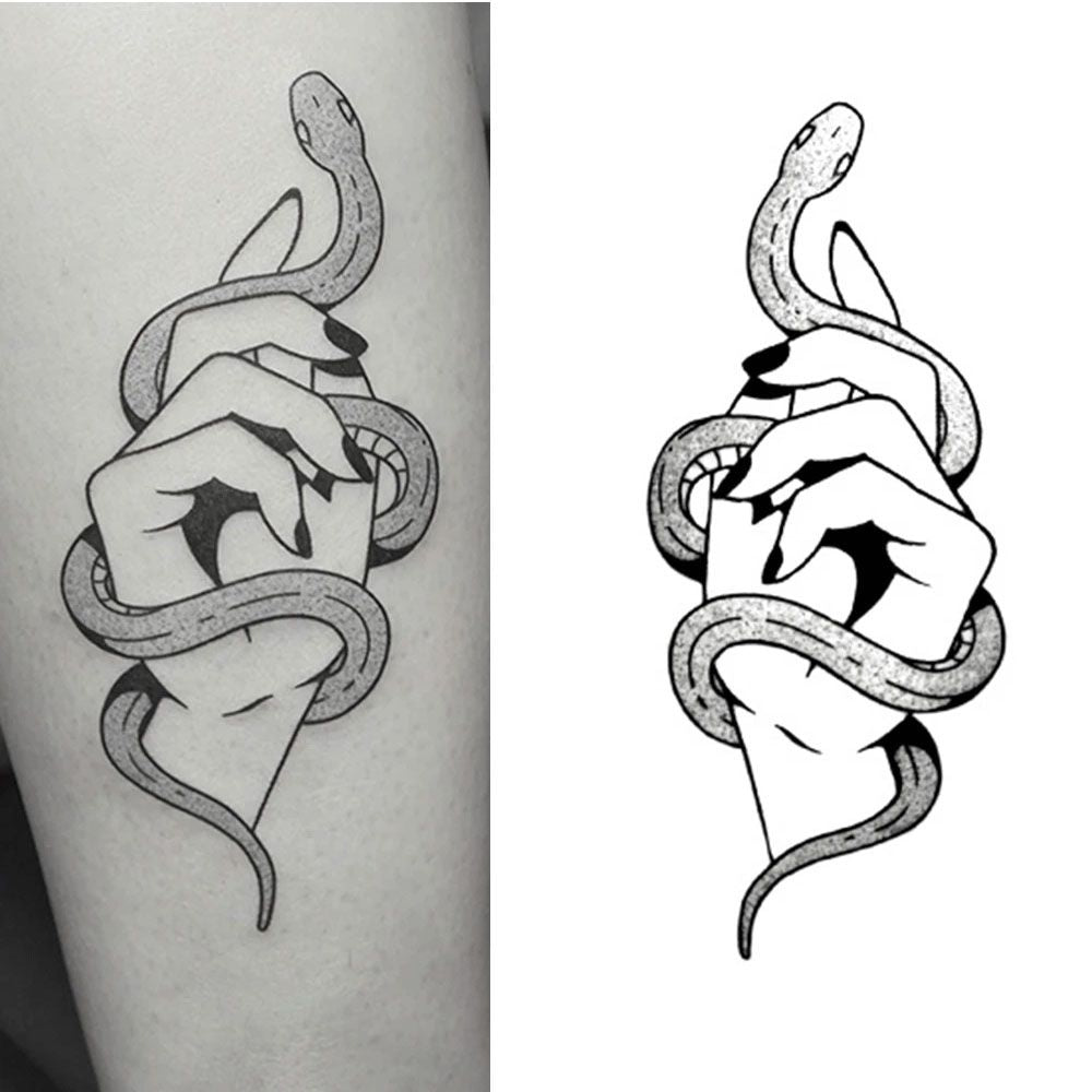 Fake Tattoo Waterproof Temporary Tattoo Stick Rose Panda Snake Beauty Tattoo Kids Female Black Geometric Art