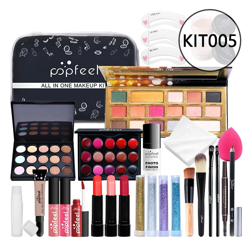 Oklulu ALL IN ONE Full Professional Cosmetics Makeup kit(eyeshadow, lip gloss,lipstick,makeup brushes,eyebrow,concealer)withbag