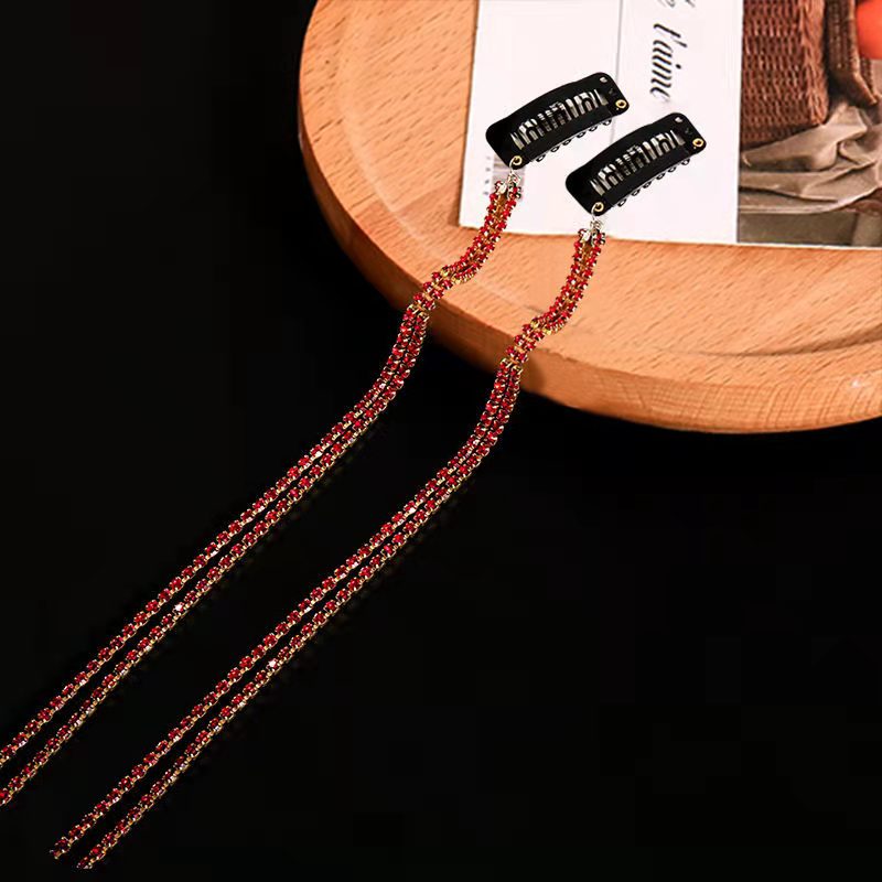 2021 New Flashing Diamond Chain Hairpin Braided Hair Headdress Tassel Hairpin High Sense Temperament Dirty Braided Hairband