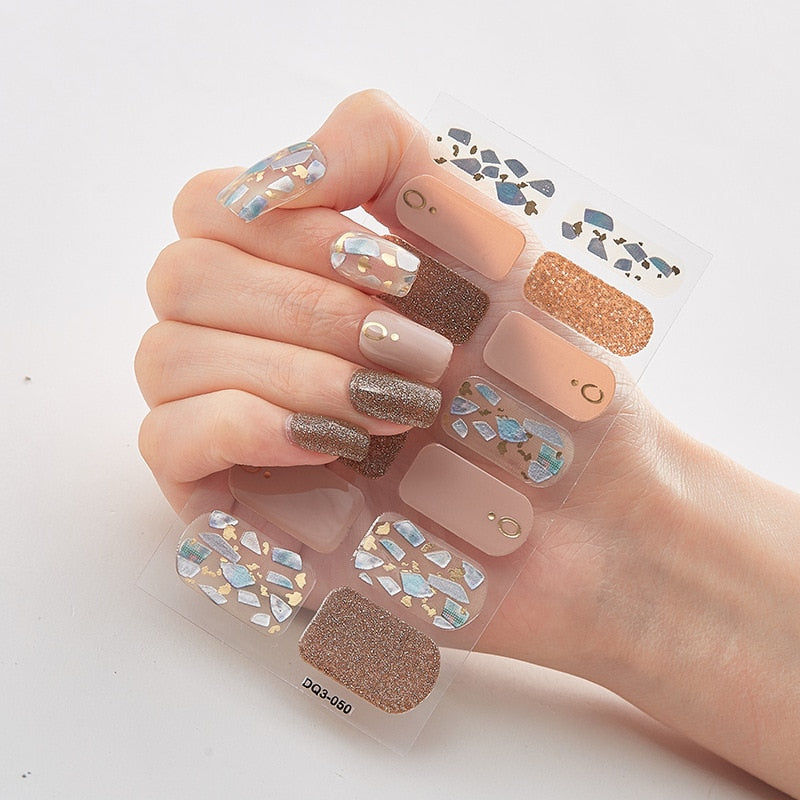 Four Sorts 0f Nail Stickers Nails Art Decoration Manicure Shiny Nail Decoration Decals Plain Stickers Nail Accesoires Women