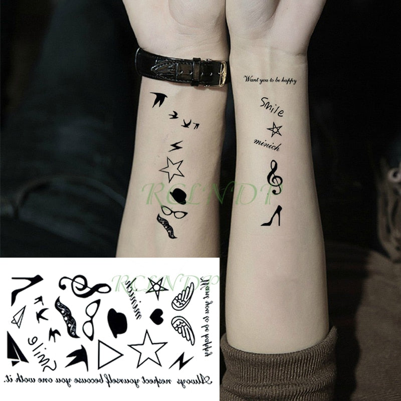 Waterproof Temporary Tattoo Sticker Wave Love Heart Fake Tatto Flash Tatoo Tatouage Wrist Foot Hand Neck For Girl Women Men