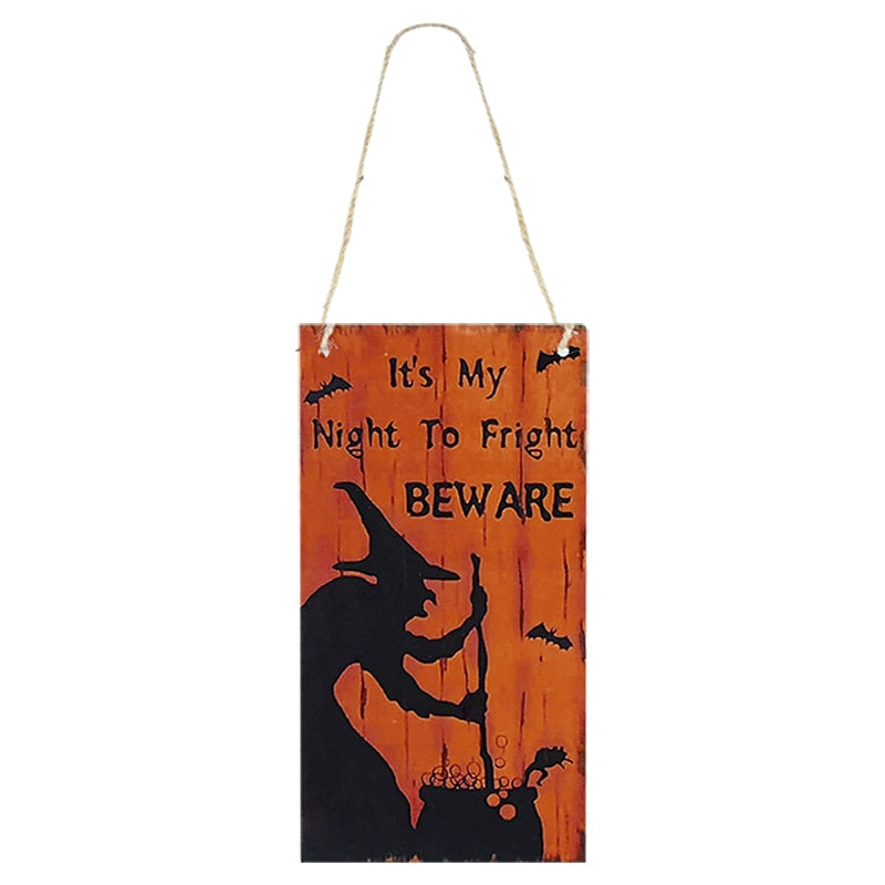 Halloween Wooden Ornaments Pumpkin Ghost Trick or Treat Pendants Halloween Party Decoration for Home Door Hanging Signs Kids Toy