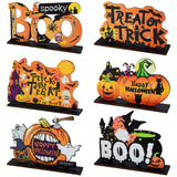 Halloween Wooden Ornaments Pumpkin Ghost Trick or Treat Pendants Halloween Party Decoration for Home Door Hanging Signs Kids Toy