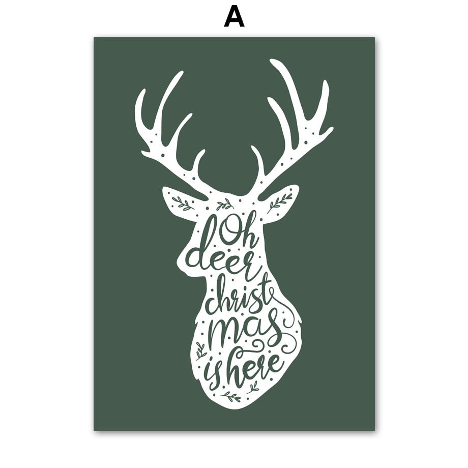 Wall Art Canvas Painting Christmas Tree Gift Santa Claus Deer Nordic Posters And Prints Wall Pictures For Living Room Home Decor