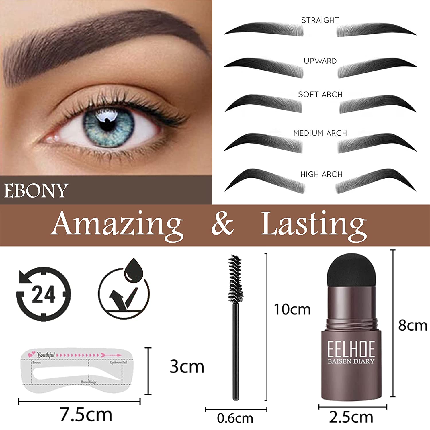 Eyebrow Shaping Kit Stamp Eyebrow Pencil and 5 Pairs Brow Stencils Kit Pen Cosmetics Waterproof Natural Color Eye Makeup Tools