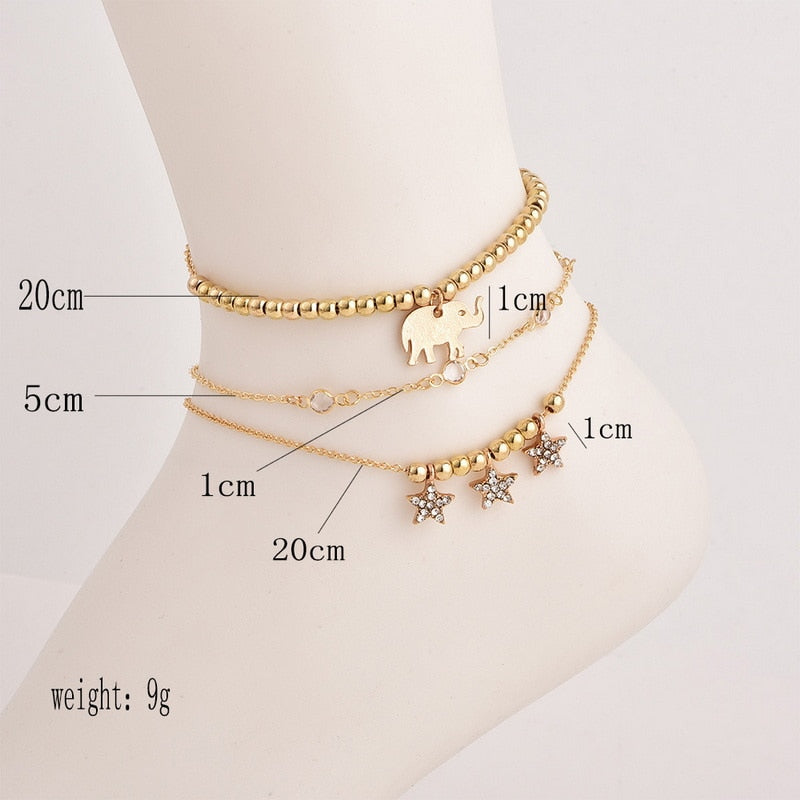 Bohemian Colorful Eye Beads Anklets For Women Shell Turtle Daisy Heart Summer Ocean Beach Ankle Bracelet Foot Leg Chain Jewelry