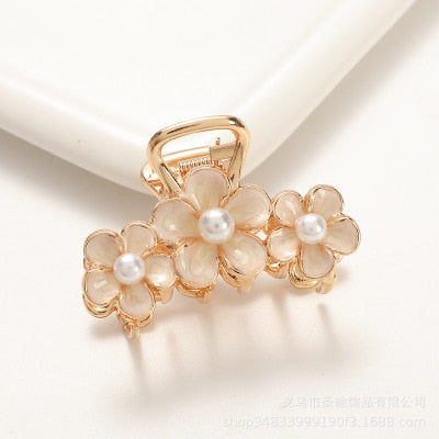 Hair Claw Clip Clamp For Women Girl Flower Floral Rhinestone Pearl Korean Handmade Fashion Head Accessories Mujer Wholesale