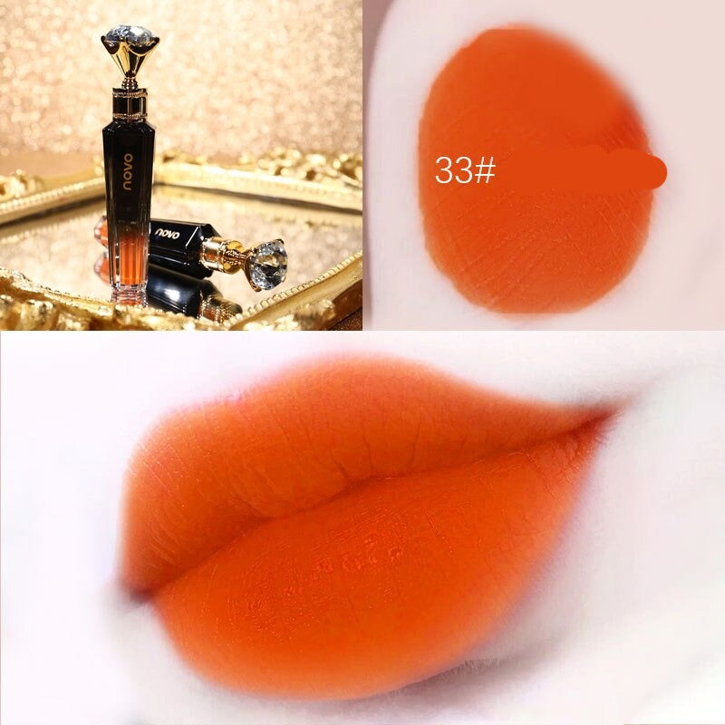 Sparkling Black Diamond Velvet Lip Glaze Waterproof Matte Lip gloss Long Lasting Silky touch Moisturizing Pigmented Lip Makeup