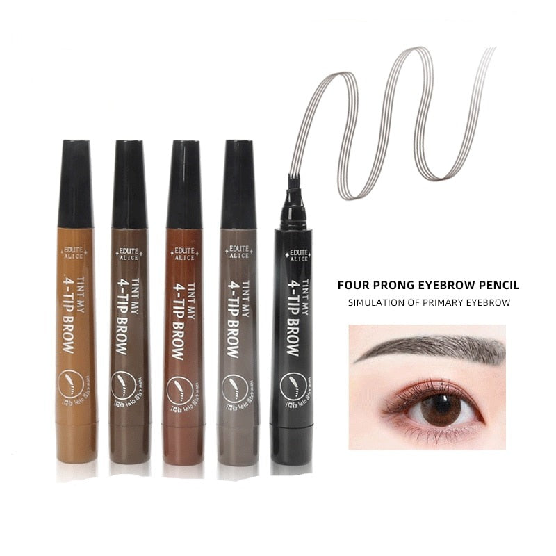 Tint my 4-tip Liquid Eyebrow Pencil Waterproof Apply Well Tattoo Makeup For Women Eyes Cosmetics Natural Wild Brown Eyebrow Gel