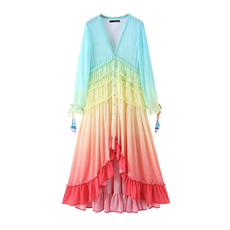 Rainbow high low dress