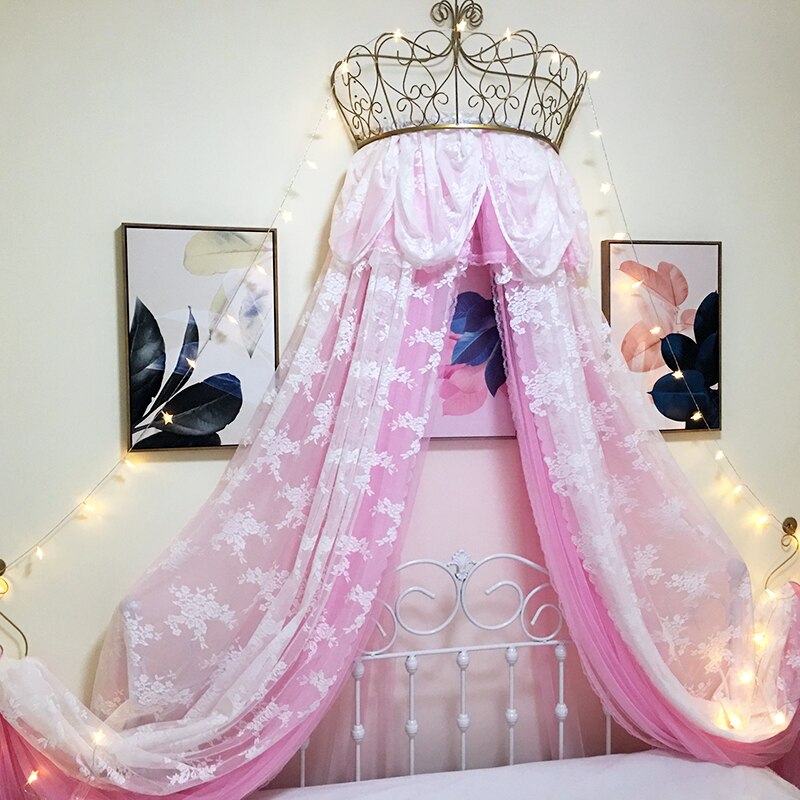 European-style Princess Bed Curtains Children&#39;s Bed Veils Lace Decorations Gray Mosquito Nets Home Bedroom Bed Curtains Veils