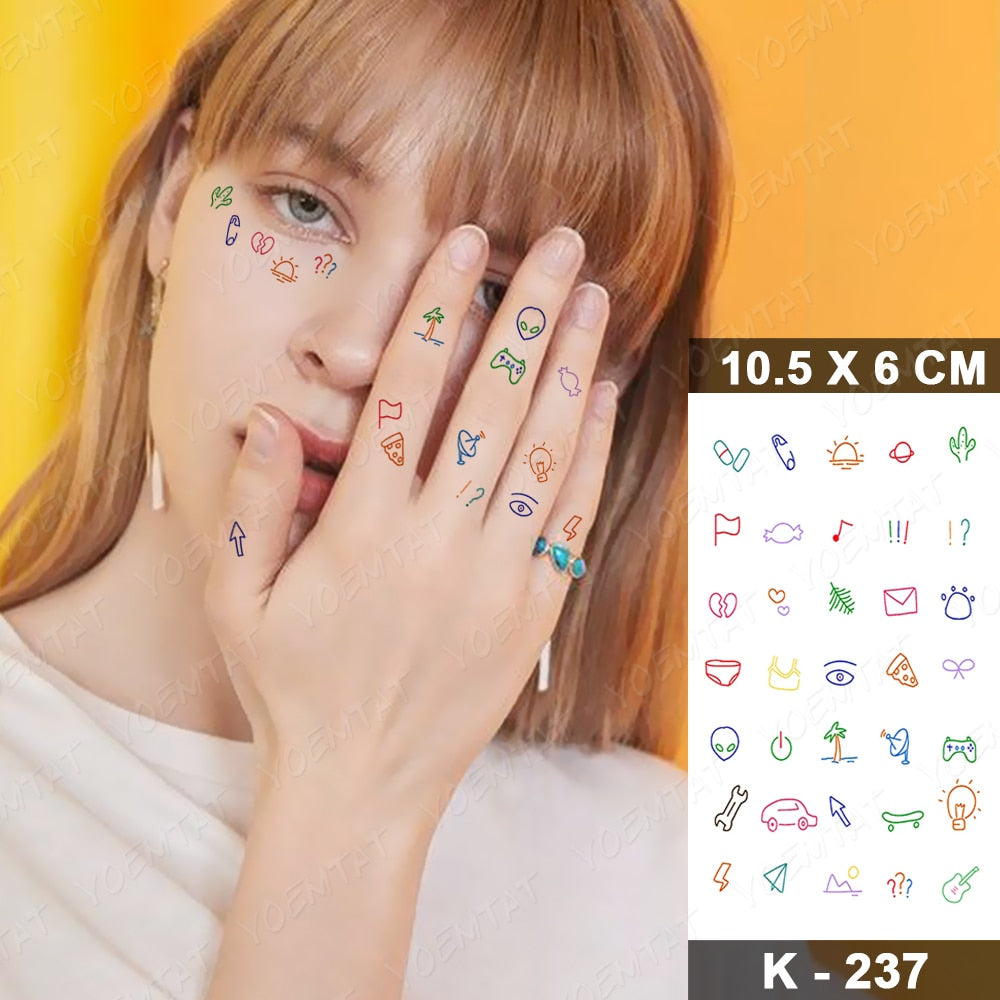 Waterproof Temporary Tattoo Stickers Butterfly Snake Rose Flower Gun Dark Flash Tatto Women Body Art Wrist Neck Fake Tattoos Men