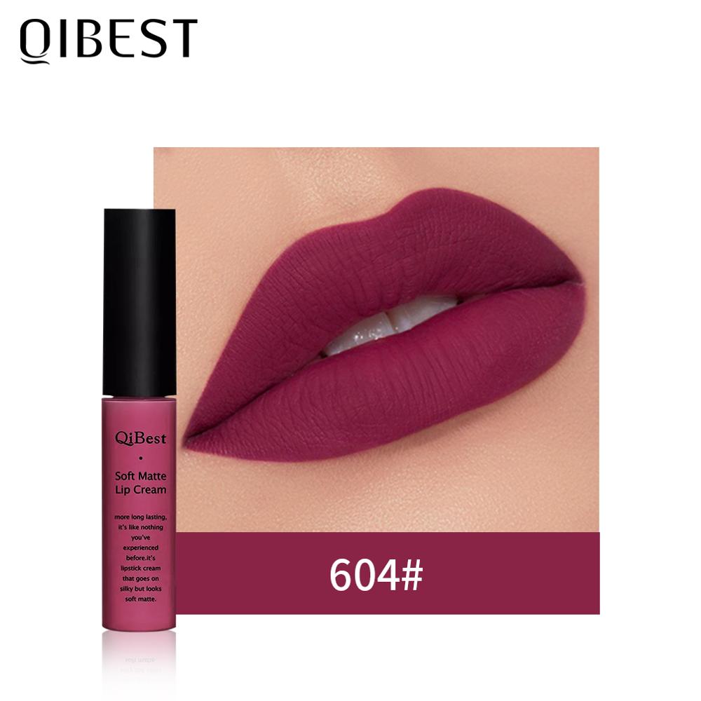 QIBEST Matte Lip Gloss Lip Makeup 34 Colors Velet Nude Waterproof Lipgloss Matte Lipstick Liquid Lipstick Long lasting Lip Tint