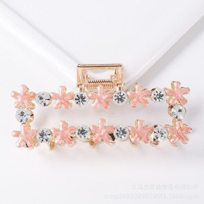 Hair Claw Clip Clamp For Women Girl Flower Floral Rhinestone Pearl Korean Handmade Fashion Head Accessories Mujer Wholesale