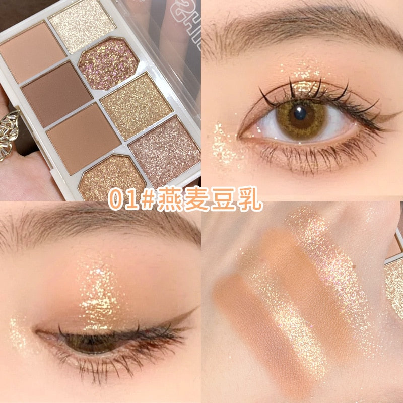 8 Colors Matte Shimmer Shiny Eyeshadow Cosmetic Palette Waterproof Highlighter Fashion Diamond Eye Shadow Face Makeup TSLM1