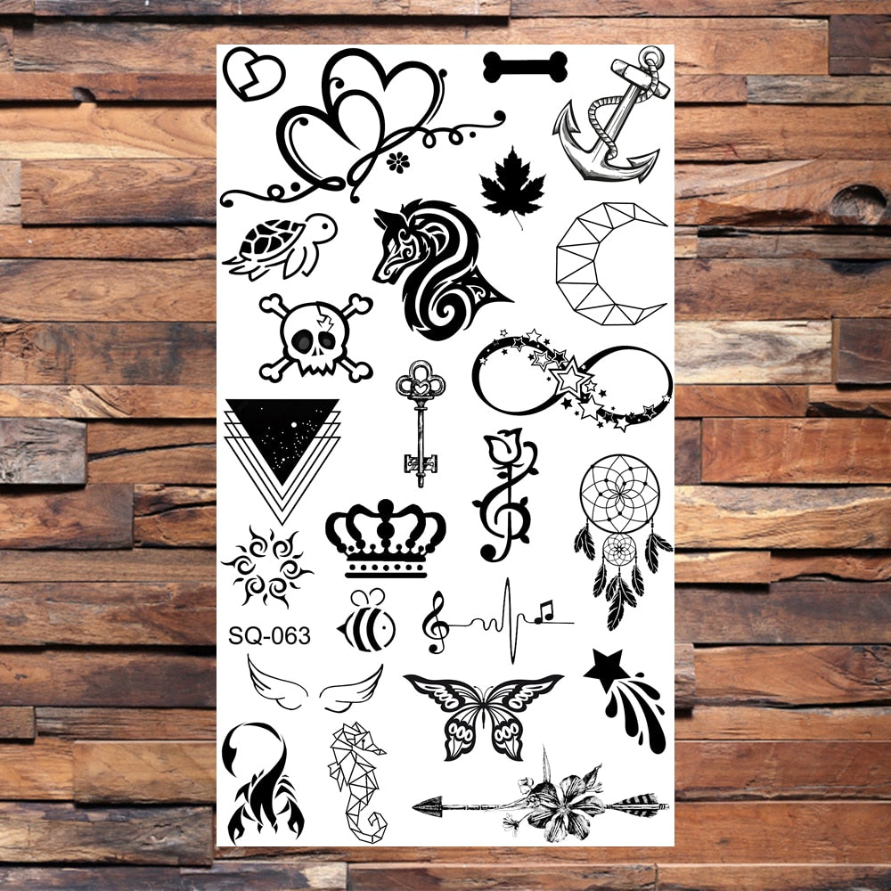 Skull Anchor Halloween Temporary Tattoos For Adults Children Realistic Pirate Panda Compass Fake Tattoo Sticker Body Neck Tatoos