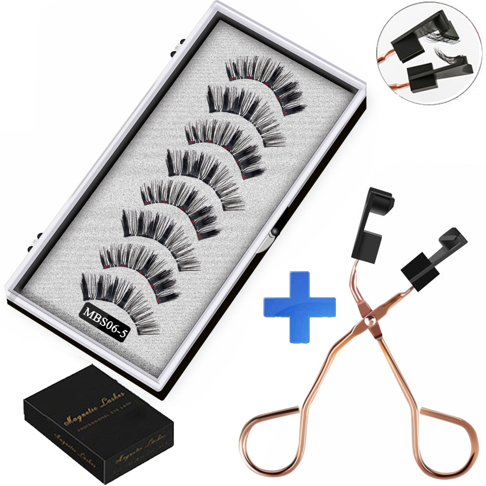 2022 4 pairs 5 Magnet Magnetic False Eyelashes 3D Lasting Magnetic Eyelashes Natural Artificial Mink lashes Faux Cils Magnetique