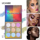 UCANBE 9 color Highlighter Eyeshadow Palette Shine Long Lasting Waterproof Eye Shadow Pallete Shiny Brighten Eye Pigment makeup