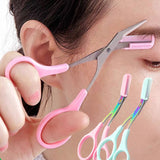 Eyebrow Trimmer Scissor Colorful Stainless Steel  with Comb Hair Removal Grooming Shaping Shaver Makeup Accessories