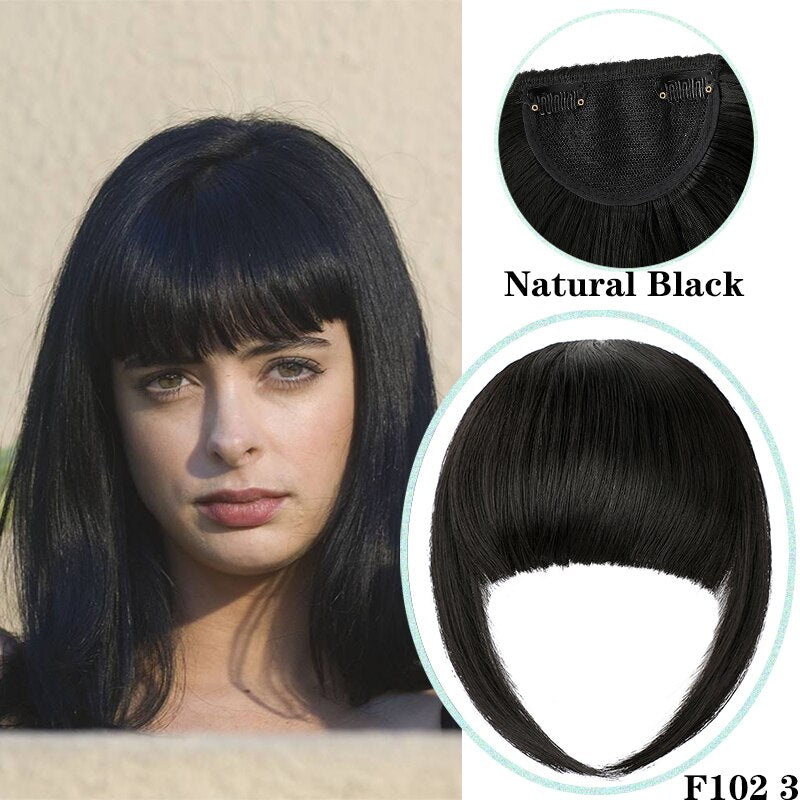 Shangzi Clip In Blunt Bangs Bang Hair Extension Synthetic Wig Fake Fringe Natural Hair Bangs Black L Brown Accessories Fake Hair