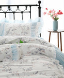 Oklulu Elegant princess style cotton bed skirt quilt cover bedding set with small floral for home