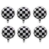6pcs 18inch Black White Racing Car Foil Balloons Sport Events Round Helium Ballons Birthday Checkered Racing Theme Party Faovor