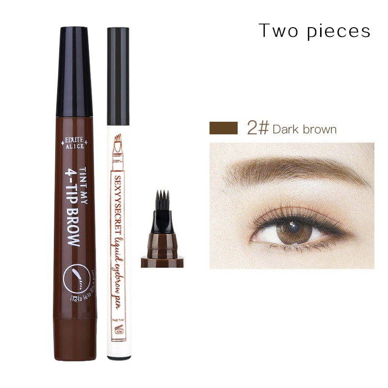 Tint my 4-tip Liquid Eyebrow Pencil Waterproof Apply Well Tattoo Makeup For Women Eyes Cosmetics Natural Wild Brown Eyebrow Gel