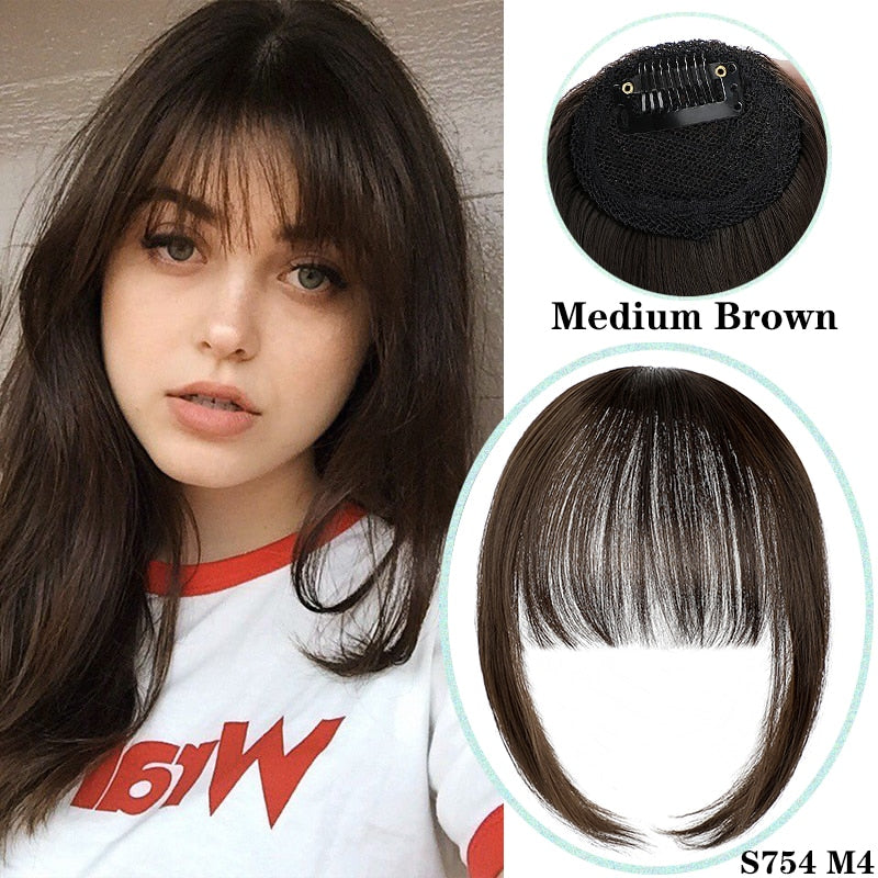 Shangzi Clip In Blunt Bangs Bang Hair Extension Synthetic Wig Fake Fringe Natural Hair Bangs Black L Brown Accessories Fake Hair