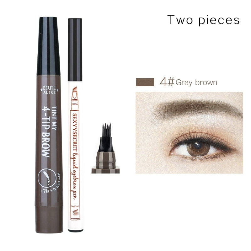 Tint my 4-tip Liquid Eyebrow Pencil Waterproof Apply Well Tattoo Makeup For Women Eyes Cosmetics Natural Wild Brown Eyebrow Gel