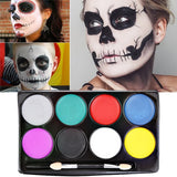 8 Colors Face Body Art Painting Oil Non Toxic Water Paint Oil Tattoo with Brush Halloween Party Cosmetic Makeup Pigment Palette