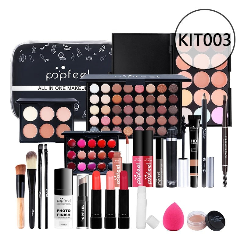 Oklulu ALL IN ONE Full Professional Cosmetics Makeup kit(eyeshadow, lip gloss,lipstick,makeup brushes,eyebrow,concealer)withbag