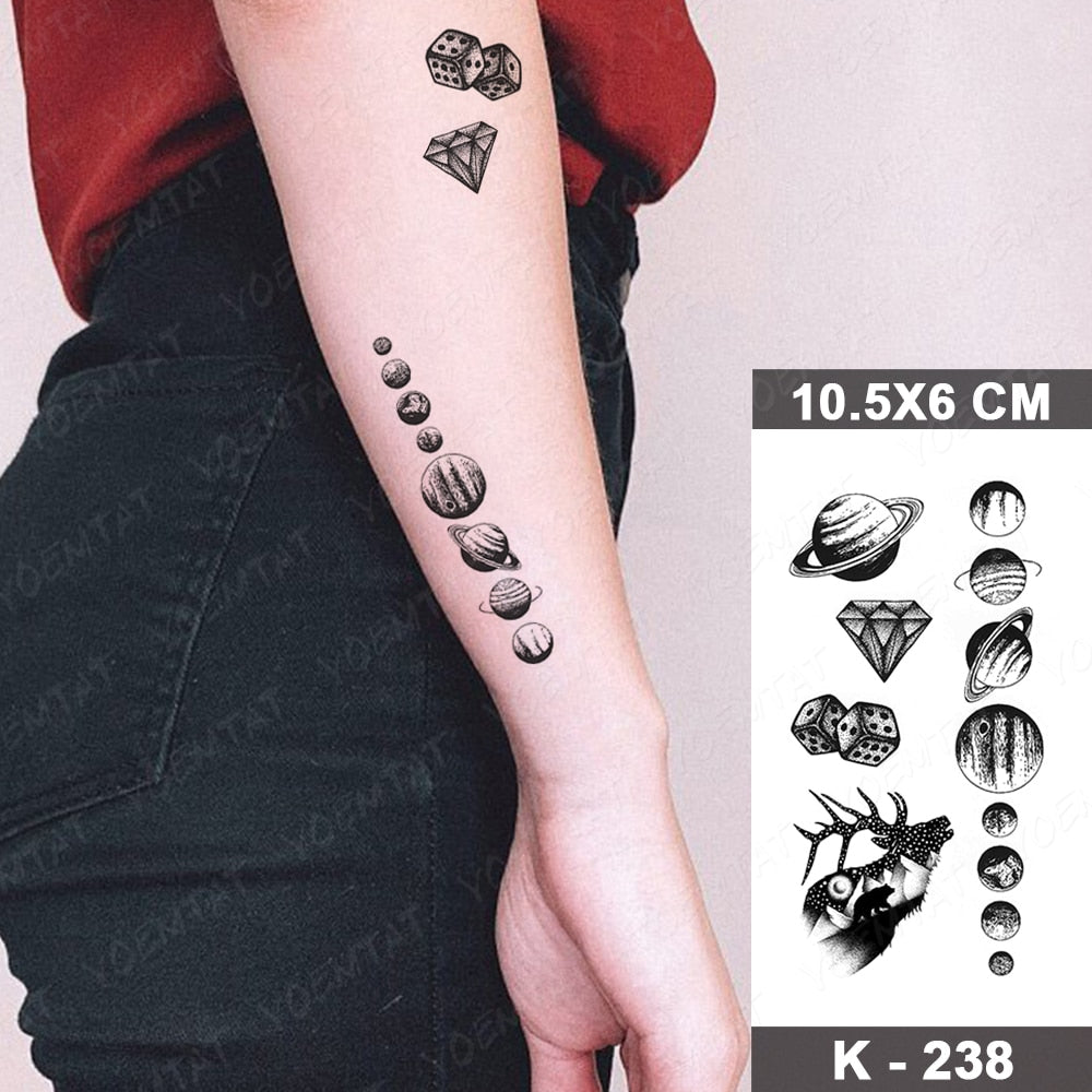 Waterproof Temporary Tattoo Stickers Butterfly Snake Rose Flower Gun Dark Flash Tatto Women Body Art Wrist Neck Fake Tattoos Men