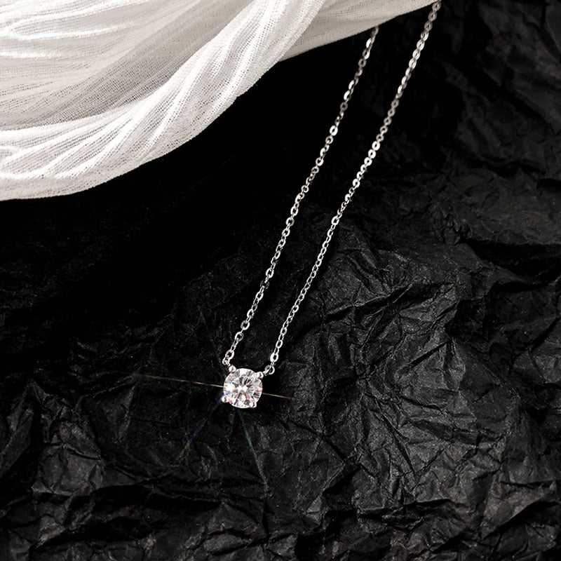 Zircon Choker Necklaces Simple Shiny Diamond CZ Pendants For Women Fine Jewelry NK126