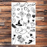 Key Barcode Footprint Cat Temporary Tattoos For Children Seagull Lips Skull Halloween Fake Tattoo Sticker Body Tatoos Cartoon