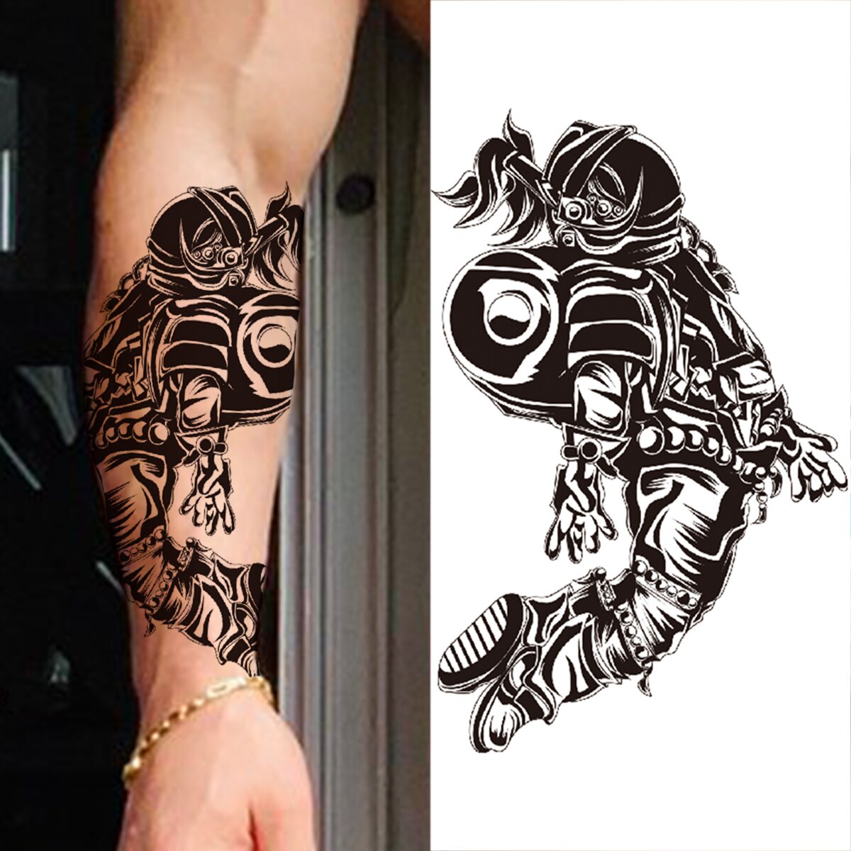 Halloween Demon Clown Temporary Tattoos For Men Women Adult Realistic Fake Astronaut Flower Tattoo Sticker Party Washable Tatoos