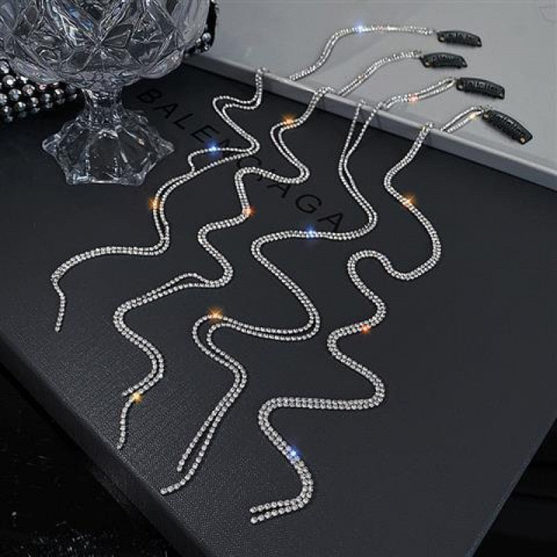 2021 New Flashing Diamond Chain Hairpin Braided Hair Headdress Tassel Hairpin High Sense Temperament Dirty Braided Hairband