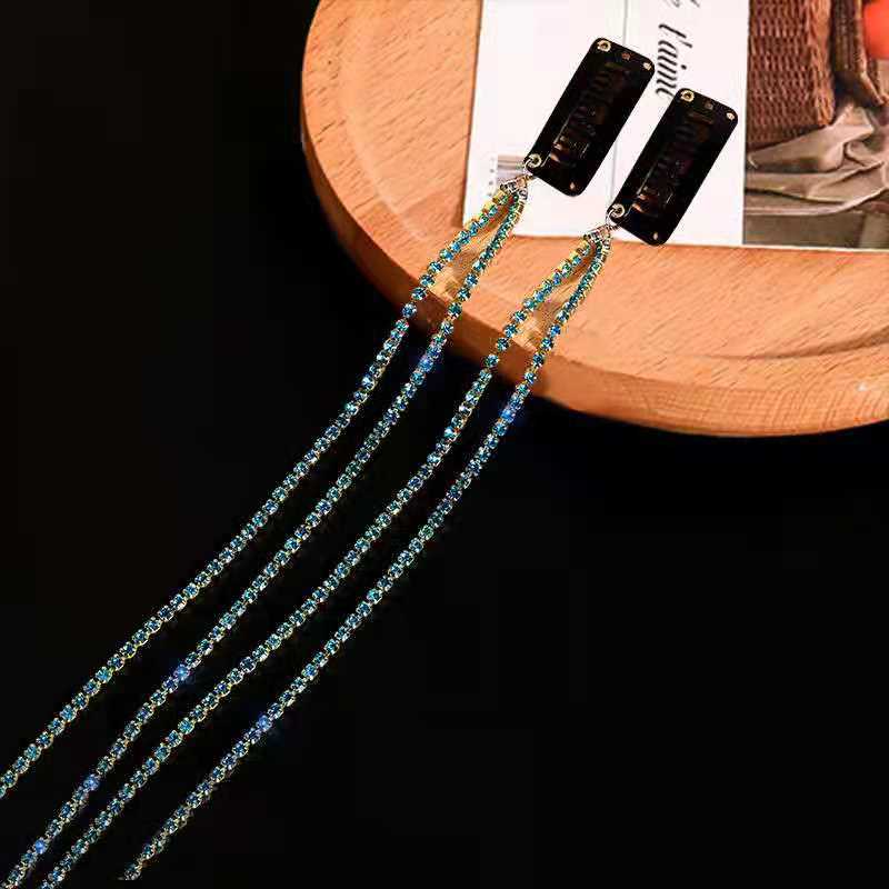 2021 New Flashing Diamond Chain Hairpin Braided Hair Headdress Tassel Hairpin High Sense Temperament Dirty Braided Hairband