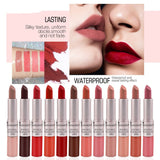 12 Colors Waterproof Nude Matte Velvet Glossy Lip Gloss Lipstick Lip Balm Sexy Red Lip Tint Sexy Women Fashion Makeup Gift 1pcs